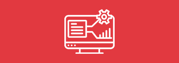Icon of computer monitor analyzing data and settings